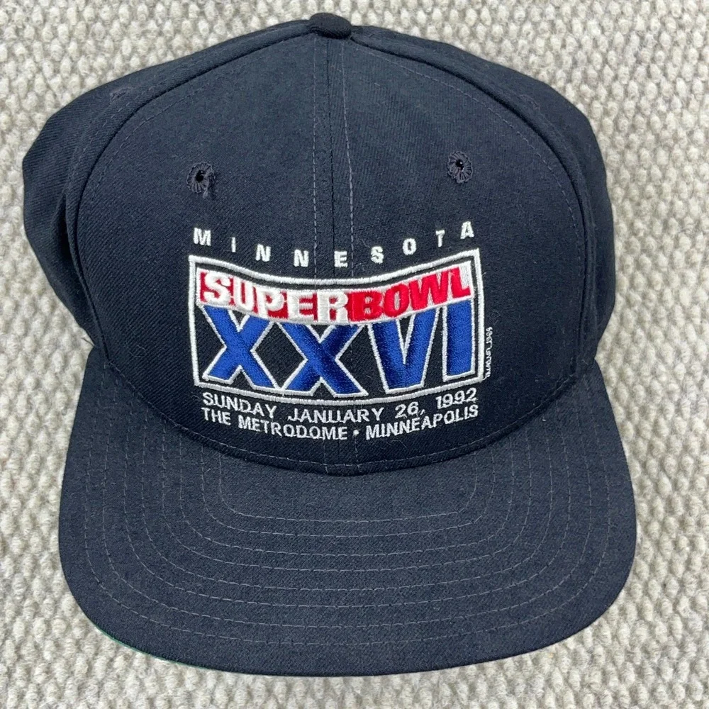 Vintage Washington Redskins Hat Cap Snapback Super‎ Bowl XXVI 90s USA Wool Black